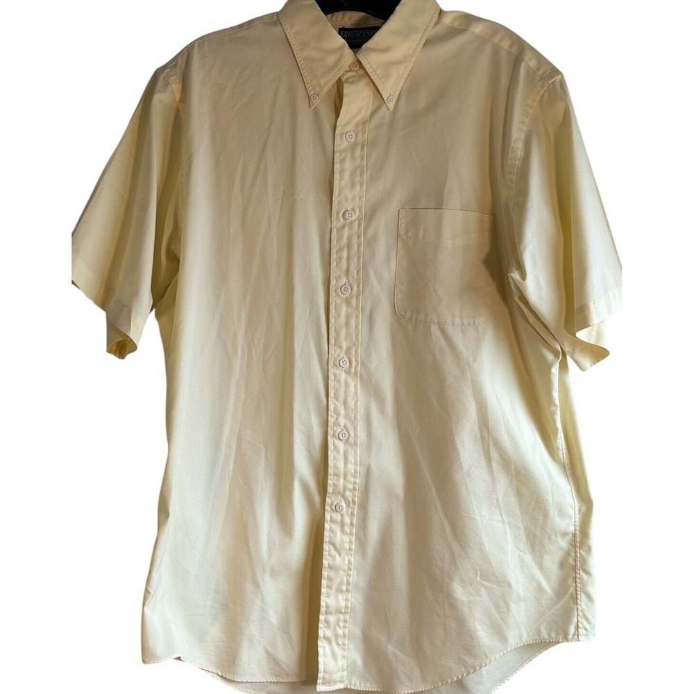 LANDS' END  Shirt Men's L Yellow Vintage Hong‎ Kong Nice!